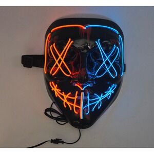 STONCH LED Light Up Purge Mask Skeleton Gloves Set Red Blue Neon Halloween Mask